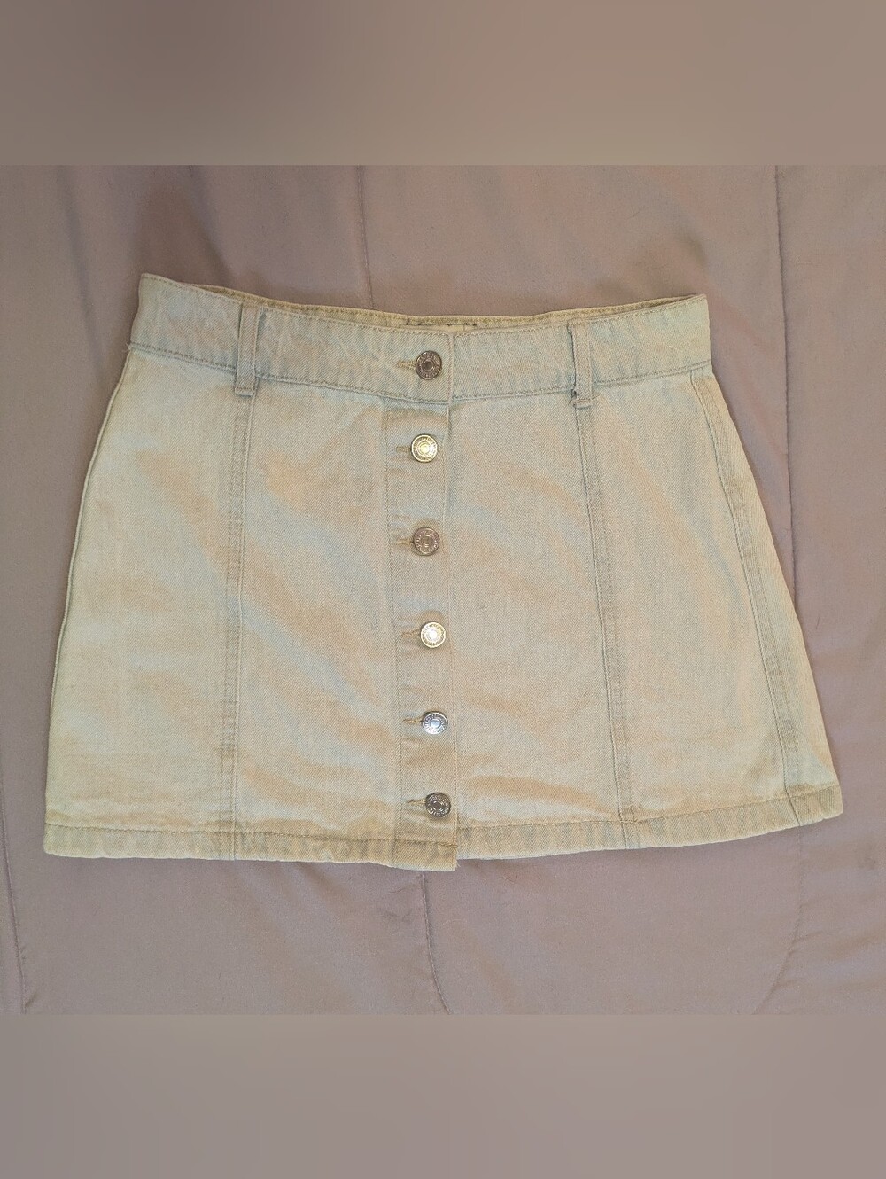 Forever 21 Size 27 Light Wash Button Front Denim Mini Skirt Y2K